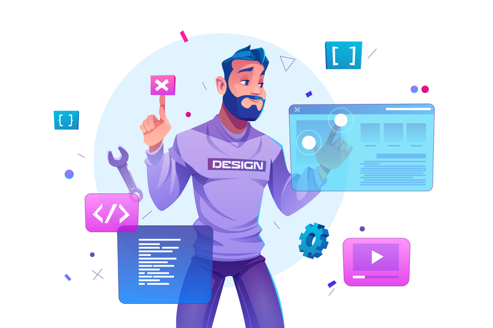 Web designer trabalhando na criação de um site