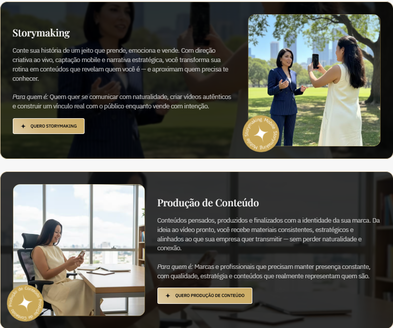 Chamada para ação na landing page da Storymaker Elouise Lopes
