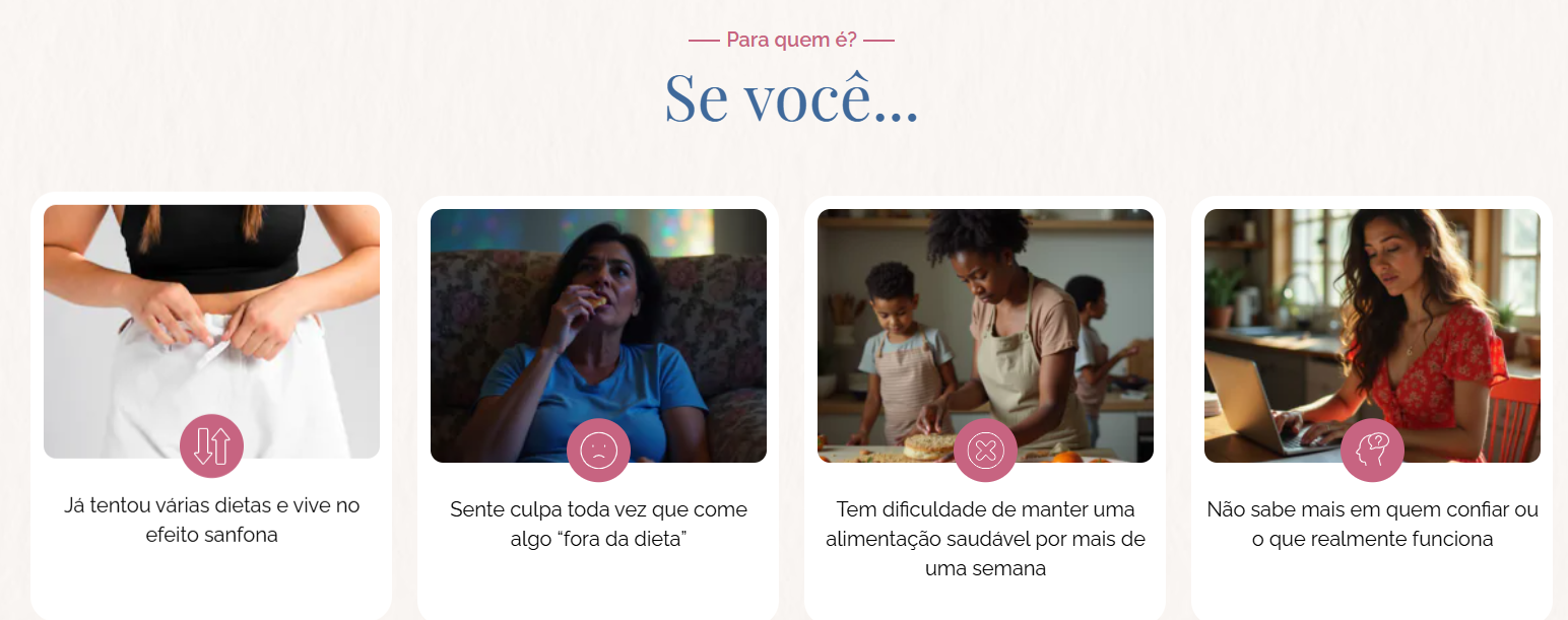 Bloco de identificação com o público na landing page da nutricionista Roberta Santos